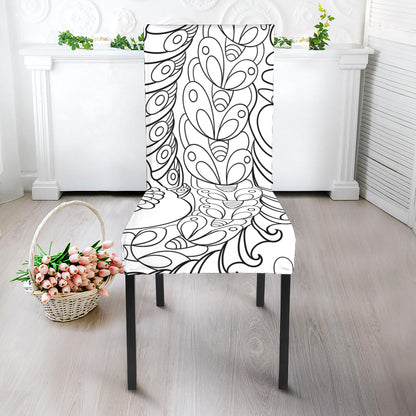 Black And White Seahorse Print Dining Chair Slipcover