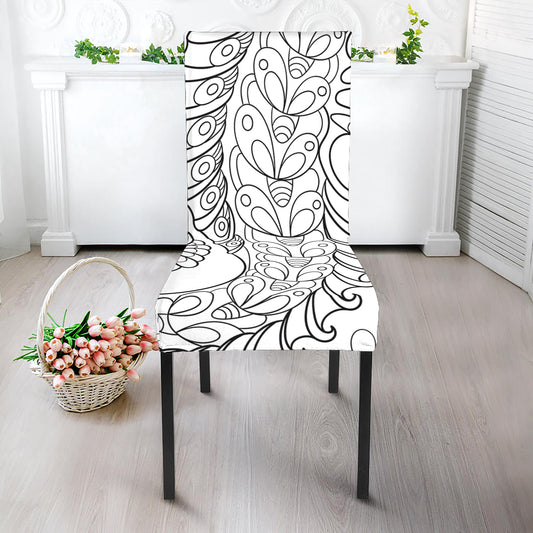 Black And White Seahorse Print Dining Chair Slipcover