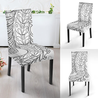 Black And White Seahorse Print Dining Chair Slipcover