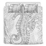 Black And White Seahorse Print Duvet Cover Bedding Set