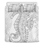 Black And White Seahorse Print Duvet Cover Bedding Set
