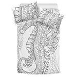 Black And White Seahorse Print Duvet Cover Bedding Set