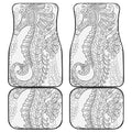 Black And White Seahorse Print Front and Back Car Floor Mats