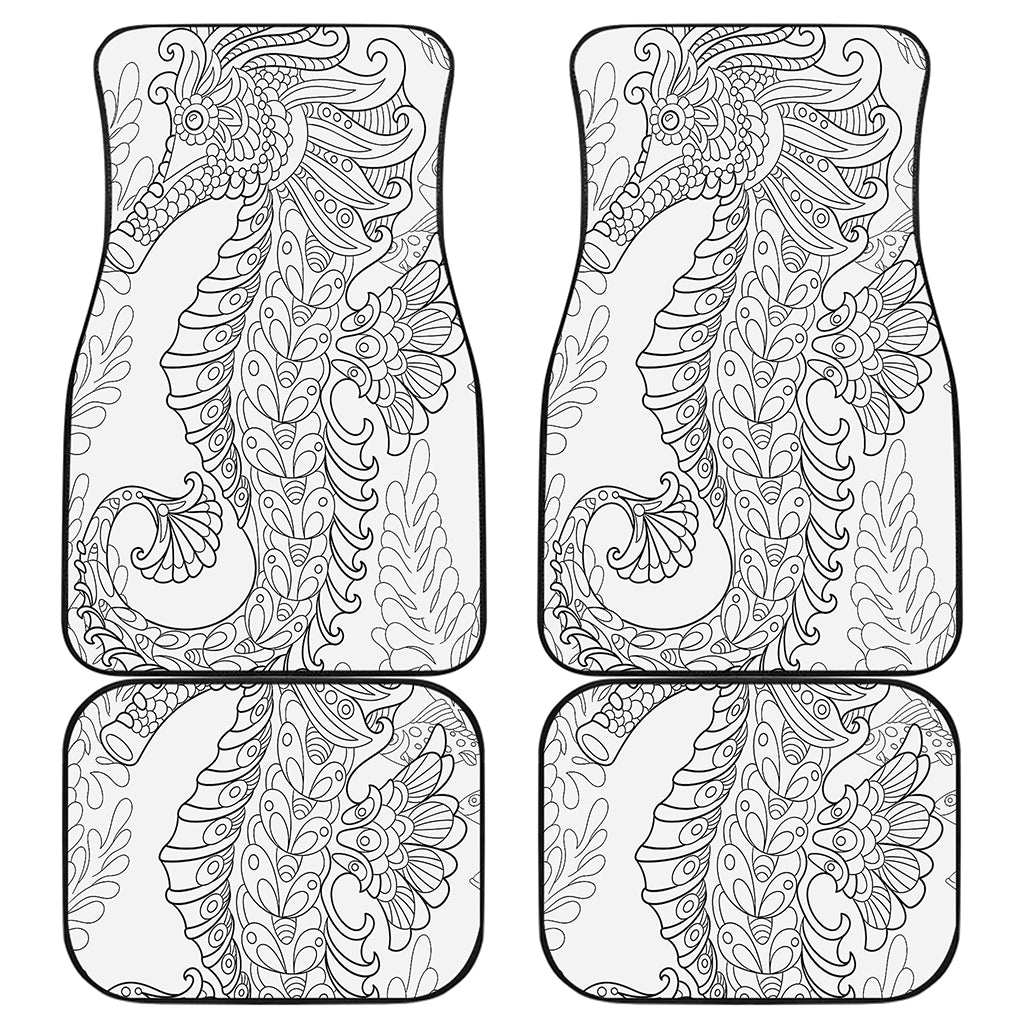 Black And White Seahorse Print Front and Back Car Floor Mats