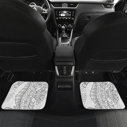 Black And White Seahorse Print Front and Back Car Floor Mats