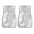 Black And White Seahorse Print Front Car Floor Mats
