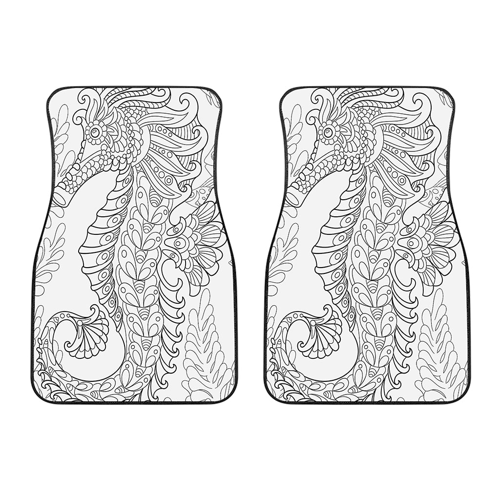 Black And White Seahorse Print Front Car Floor Mats