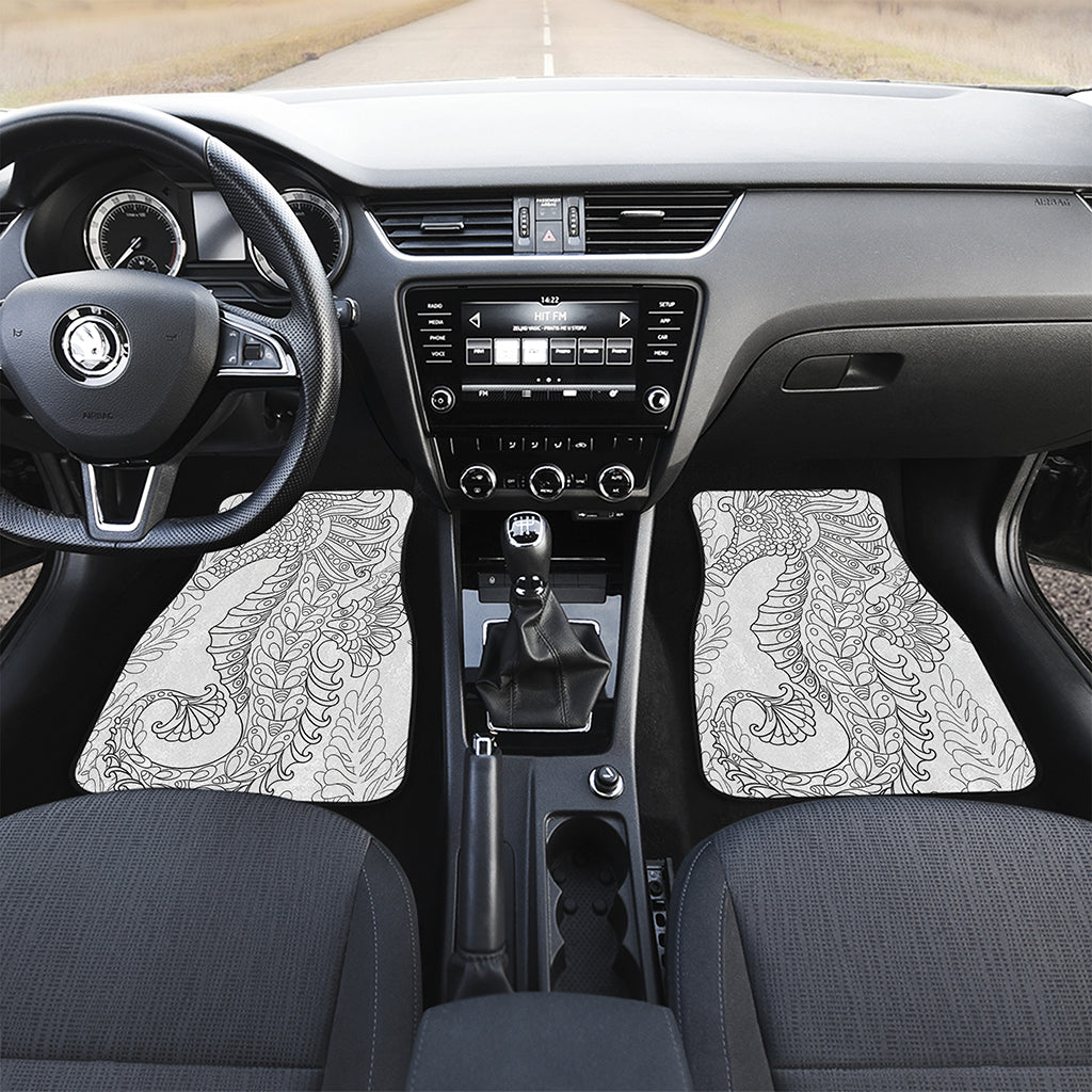 Black And White Seahorse Print Front Car Floor Mats