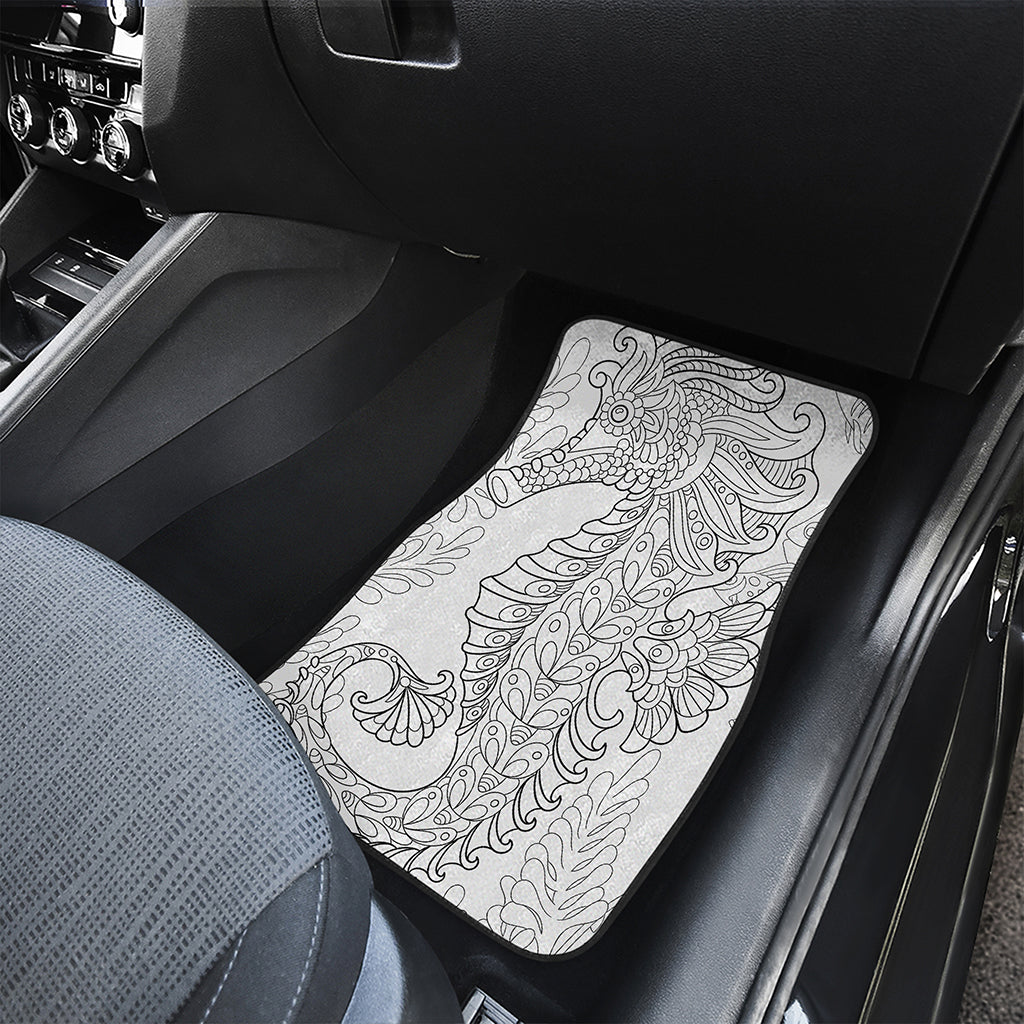 Black And White Seahorse Print Front Car Floor Mats