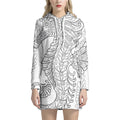 Black And White Seahorse Print Pullover Hoodie Dress
