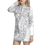 Black And White Seahorse Print Hoodie Dress