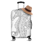Black And White Seahorse Print Luggage Cover