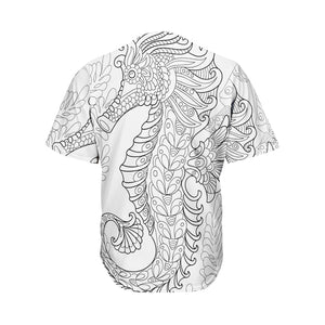 Black And White Seahorse Print Men's Baseball Jersey