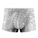Black And White Seahorse Print Men's Boxer Briefs
