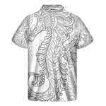 Black And White Seahorse Print Men's Short Sleeve Shirt