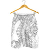 Black And White Seahorse Print Men's Shorts