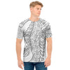Black And White Seahorse Print Men's T-Shirt