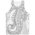 Black And White Seahorse Print Men's Tank Top