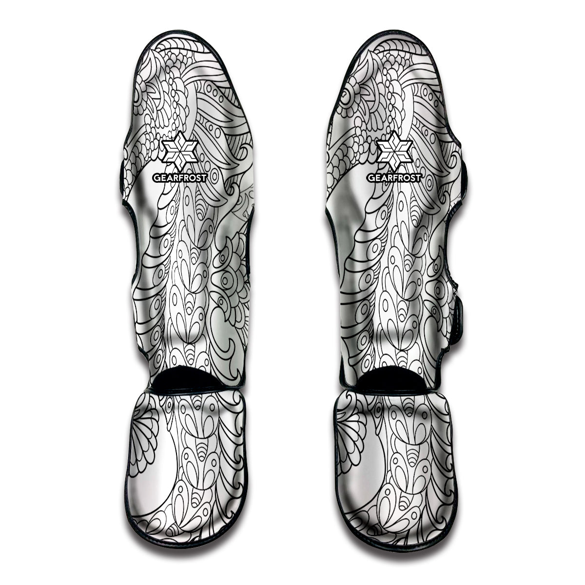 Black And White Seahorse Print Muay Thai Shin Guard