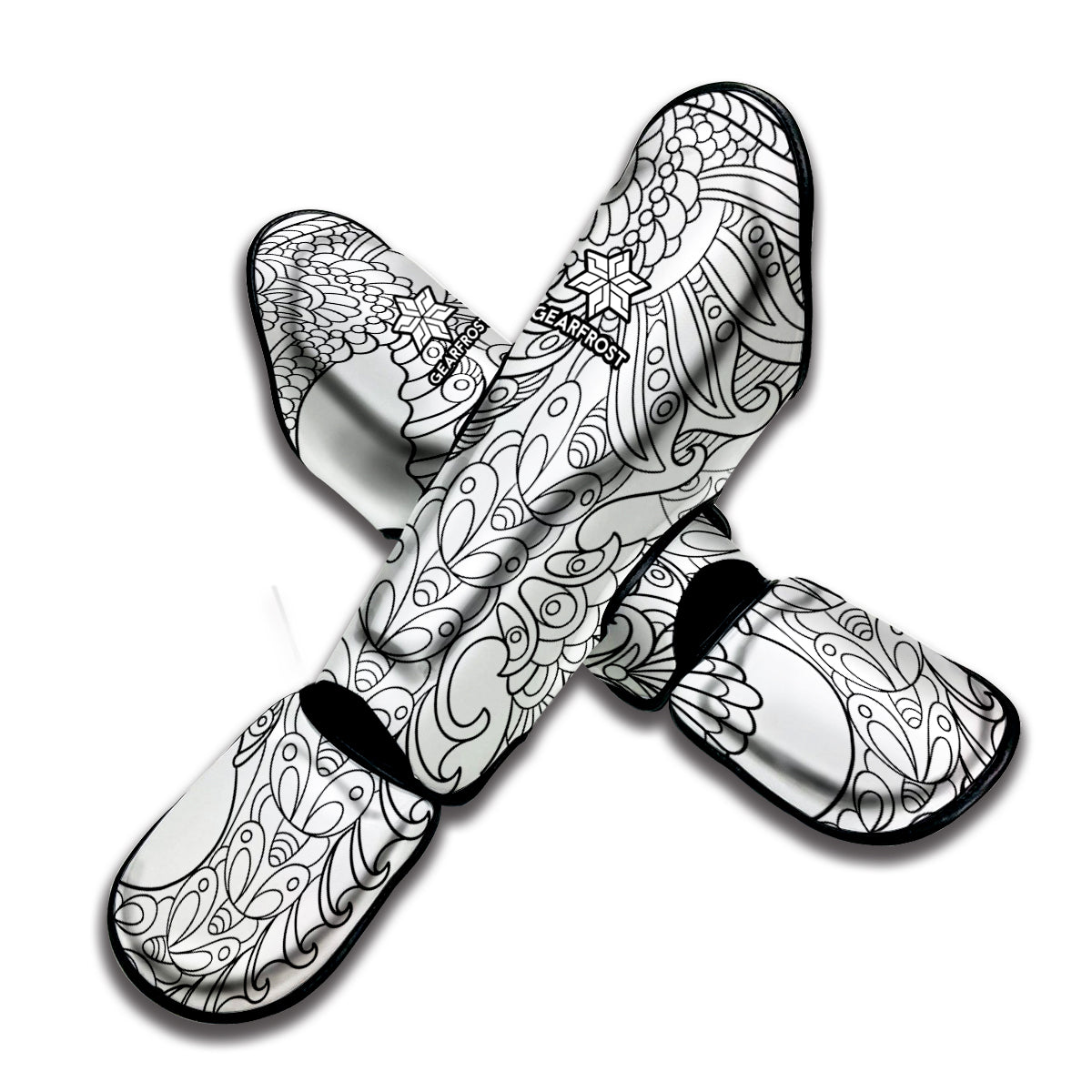 Black And White Seahorse Print Muay Thai Shin Guard