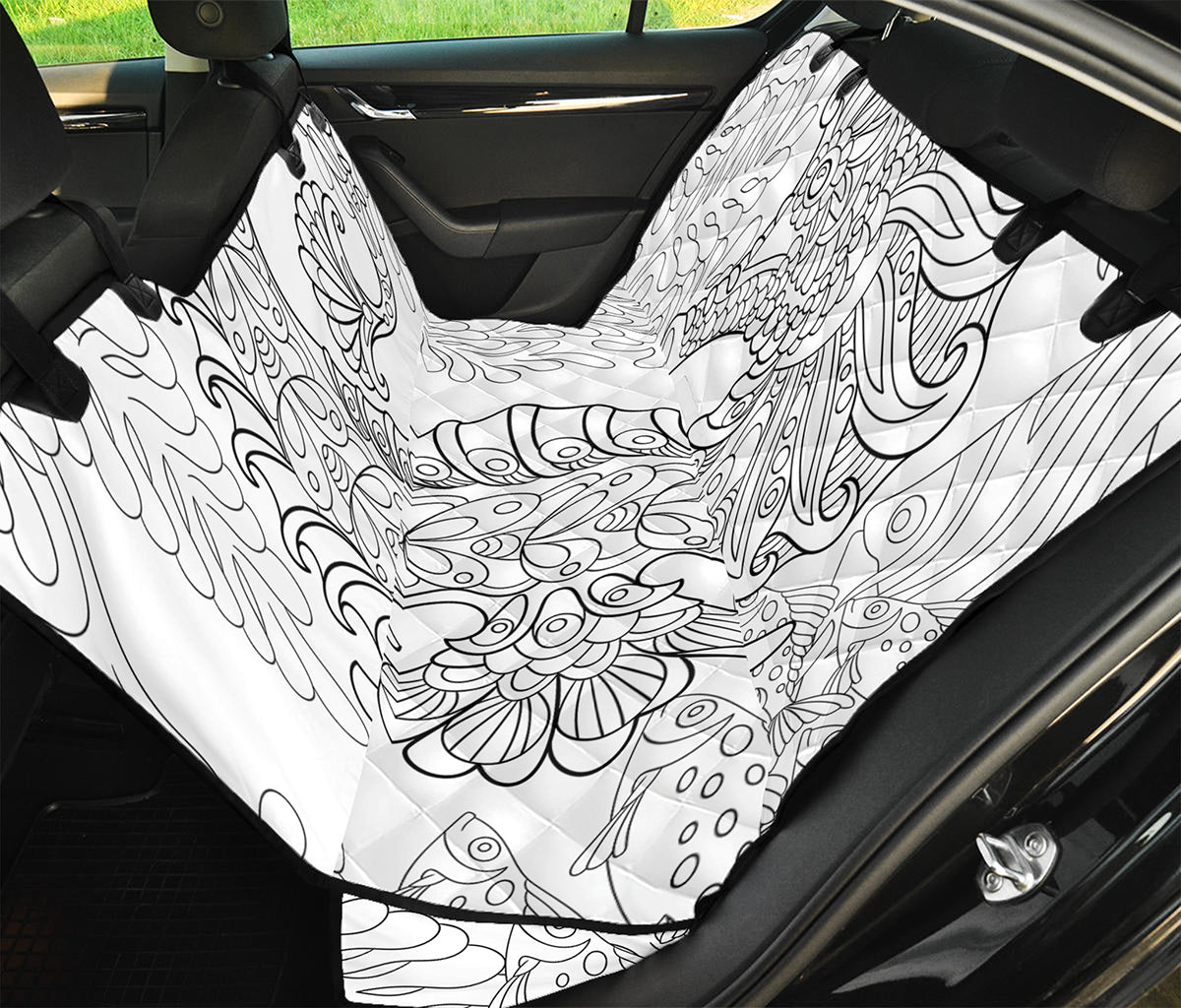 Black And White Seahorse Print Pet Car Back Seat Cover