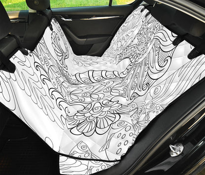 Black And White Seahorse Print Pet Car Back Seat Cover