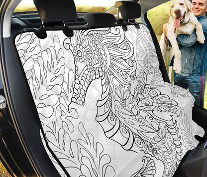 Black And White Seahorse Print Pet Car Back Seat Cover