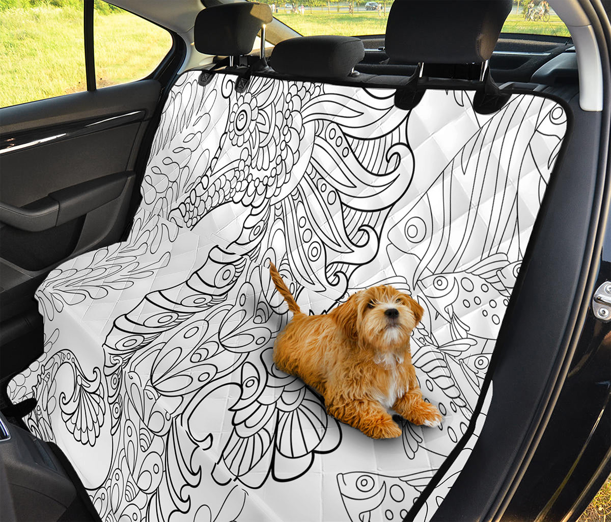 Black And White Seahorse Print Pet Car Back Seat Cover