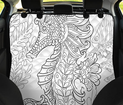 Black And White Seahorse Print Pet Car Back Seat Cover