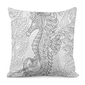 Black And White Seahorse Print Pillow Cover