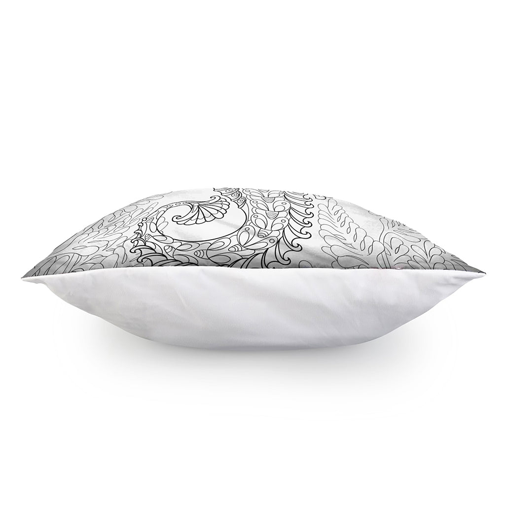 Black And White Seahorse Print Pillow Cover