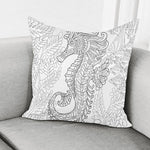 Black And White Seahorse Print Pillow Cover