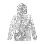 Black And White Seahorse Print Pullover Hoodie