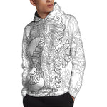 Black And White Seahorse Print Pullover Hoodie