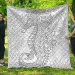 Black And White Seahorse Print Quilt