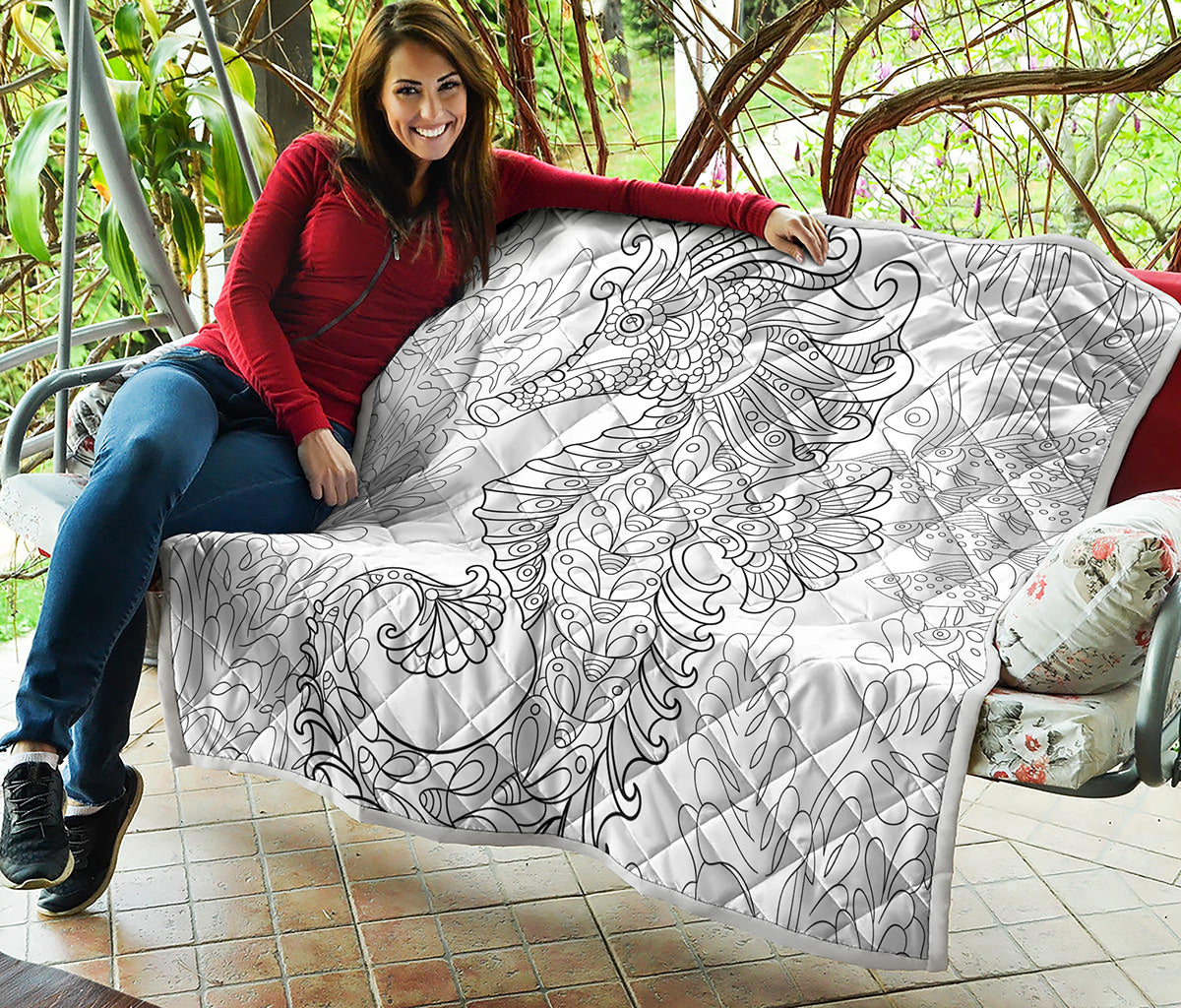 Black And White Seahorse Print Quilt