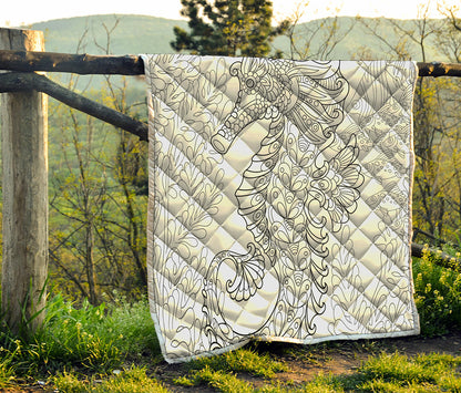 Black And White Seahorse Print Quilt
