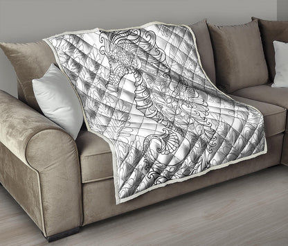 Black And White Seahorse Print Quilt