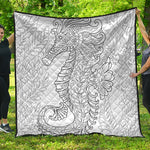 Black And White Seahorse Print Quilt
