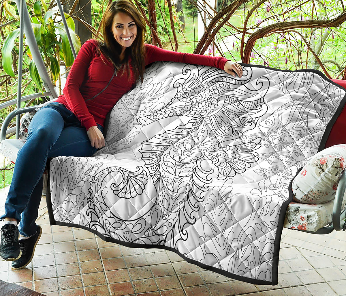 Black And White Seahorse Print Quilt