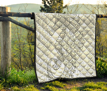 Black And White Seahorse Print Quilt