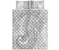 Black And White Seahorse Print Quilt Bed Set