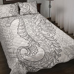Black And White Seahorse Print Quilt Bed Set