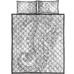 Black And White Seahorse Print Quilt Bed Set