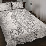Black And White Seahorse Print Quilt Bed Set