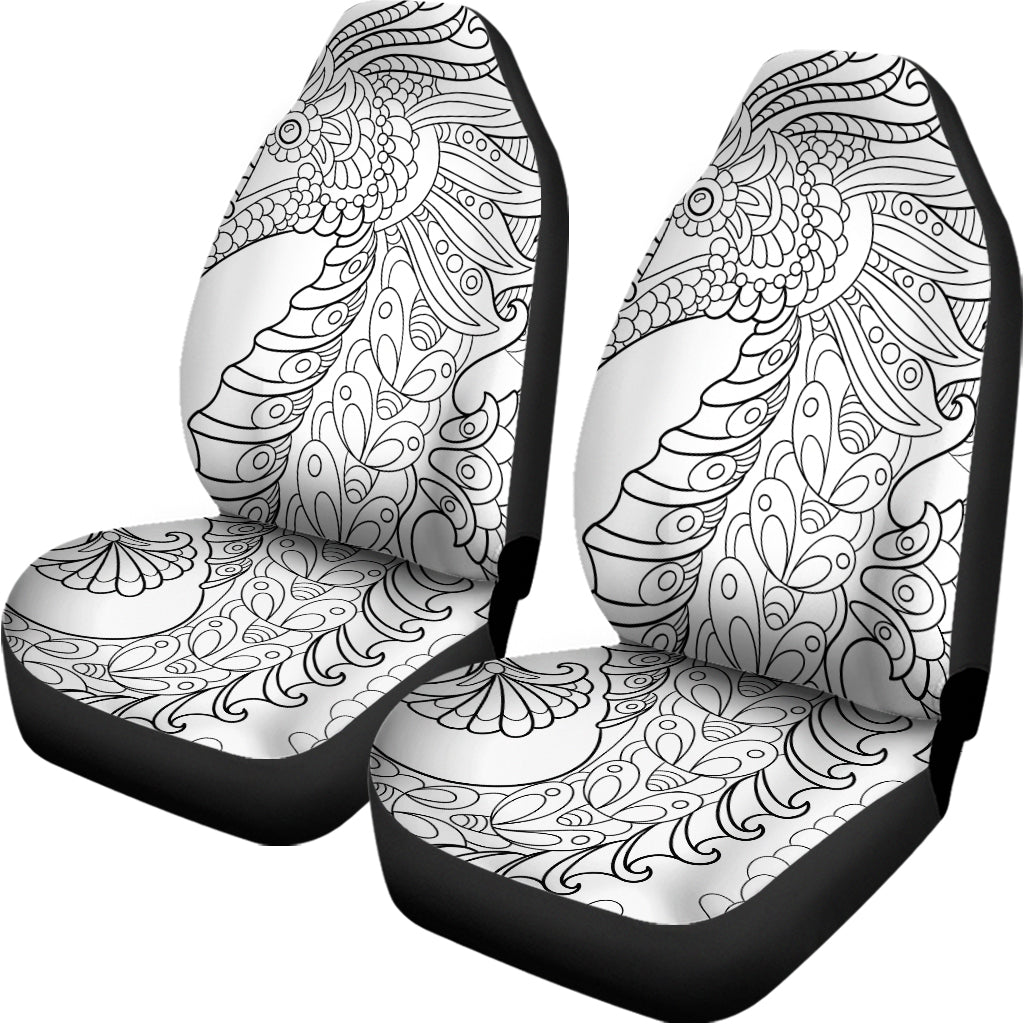 Black And White Seahorse Print Universal Fit Car Seat Covers