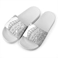 Black And White Seahorse Print White Slide Sandals