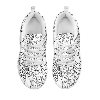 Black And White Seahorse Print White Sneakers