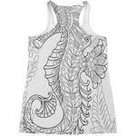 Black And White Seahorse Print Women's Racerback Tank Top