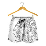 Black And White Seahorse Print Women's Shorts